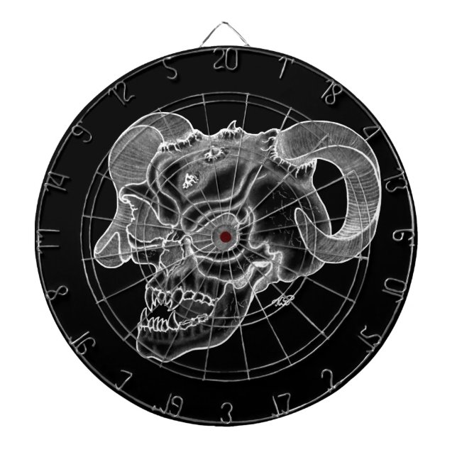 Tabla Dardos Cabeça do diabo Negra e Design branca (Frente)