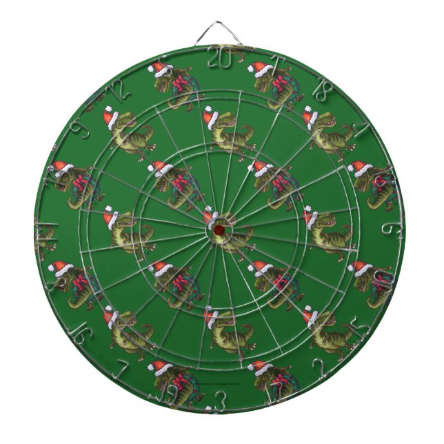 Tabla Dardos Cabeças e Caudas Festivas TRex Padrão Verde (Frente)