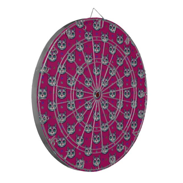 Tabla Dardos Calavera Cat Art Pattern (Frente Esquerda)