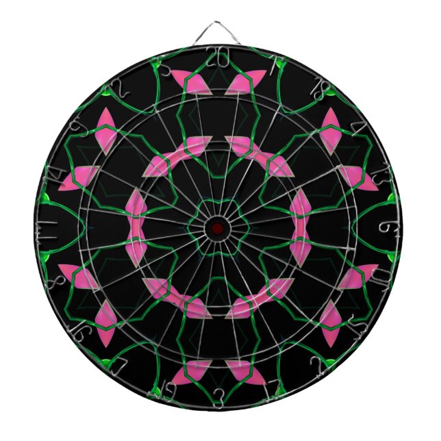 Tabla Dardos Caleidoscópio de Esmeralda e Rosa  (Frente)