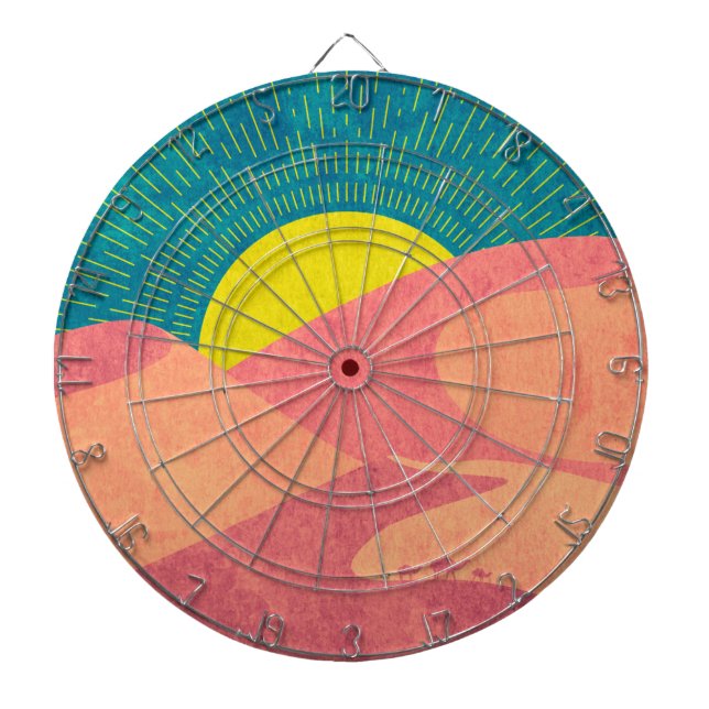 Tabla Dardos Camelos atravessam areia duna no deserto (Frente)