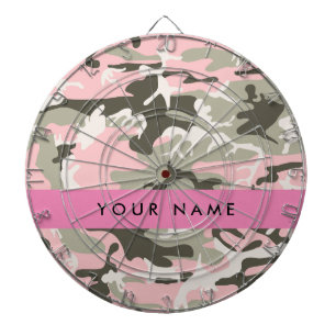 Tabla Dardos Camuflagem rosa e verde Seu nome personaliza