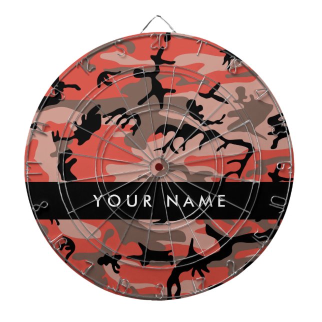 Tabla Dardos Camuflagem Vermelha e Marrom Personalize seu nome (Frente)