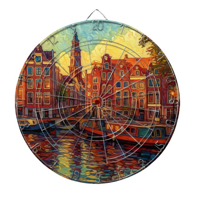 Tabla Dardos Canal Amsterdã guarda estilo van Gogh (Frente)