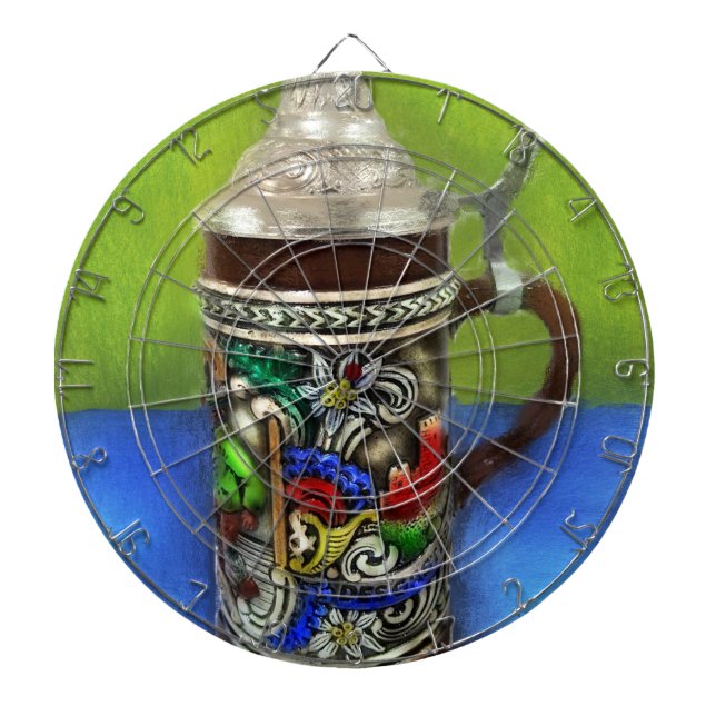 Tabla Dardos Caneca de cerveja de Cerveja Alemã com Tampa Azul (Frente)