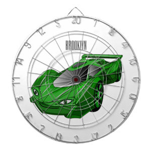 Tabla Dardos Carro desportivo verde com ilustração aerofoil