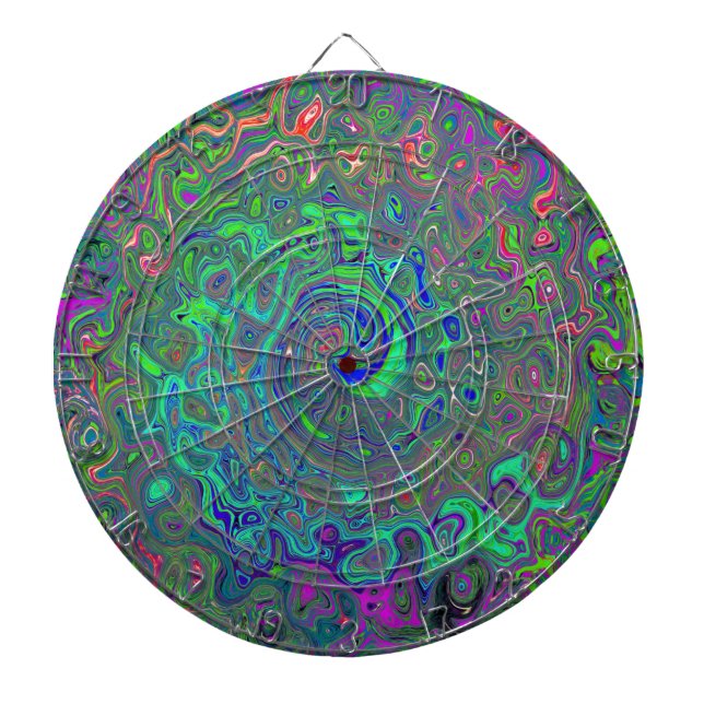 Tabla Dardos Cartela Trippy Chartreuse e Azul Líquido Retro (Frente)