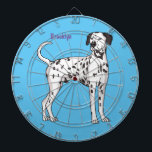 Tabla Dardos Cartografia de cão Dalmaciano<br><div class="desc">Um Dalmaciano feliz desenhado no estilo da banda desenhada divertida.</div>
