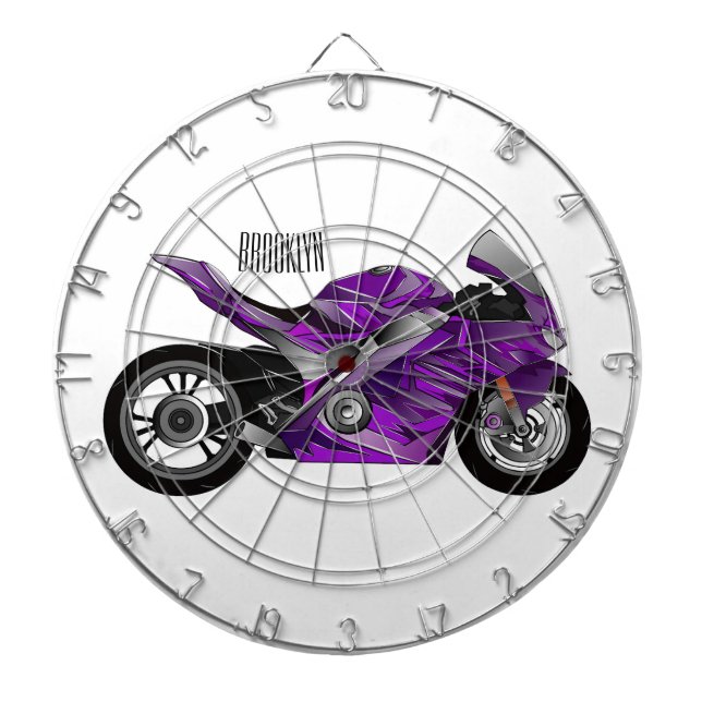 Tabla Dardos Cartografia de motocicletas de esporte roxo (Frente)