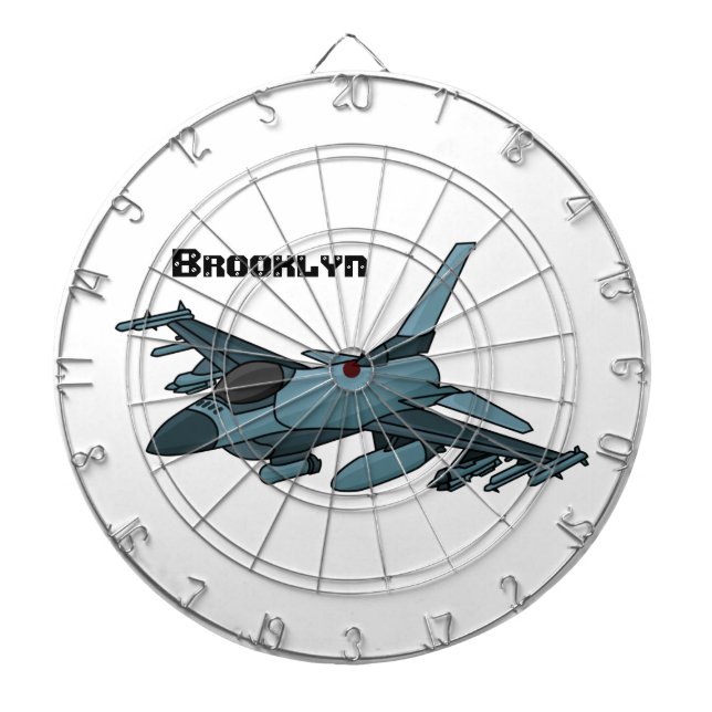 Tabla Dardos Cartoon de avião de combate militar (Frente)