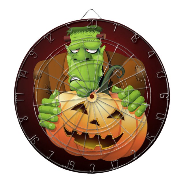 Tabla Dardos Cartoon Frankenstein Monster com Pumpkin (Frente)