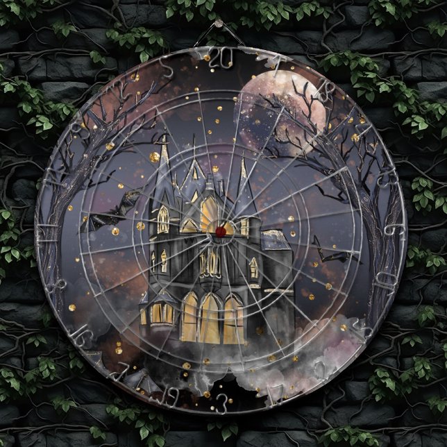 Tabla Dardos Casa Assombrada | Árvore lunar e morcegos (Criador carregado)