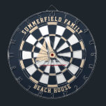 Tabla Dardos Casa de praia da família náutica personalizada<br><div class="desc">A família temática náutica casa jogos de praia prato com um barco à vela e a tipografia moderna que faz uma família perfeita se unir a jogos ou simplesmente sair com amigos. Perfeito para festas de solteiro. Veja os outros itens correspondentes como camisetas para o resto da família - mãe,...</div>