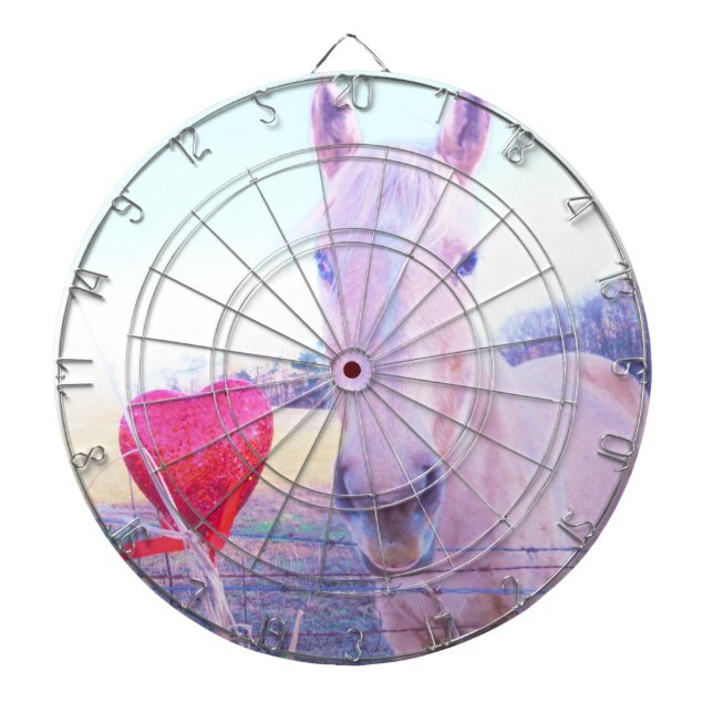 Tabla Dardos Cavalo Amarelo e Coração Vermelho (Frente)