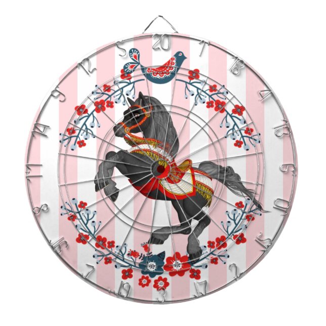 Tabla Dardos Cavalo de Stripe Branca Rosa-Rosa-de-prancha (Frente)