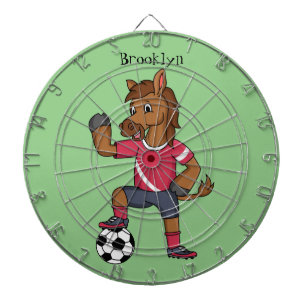 Tabla Dardos Cavalo engraçado bonito jogando cartoon de futebol