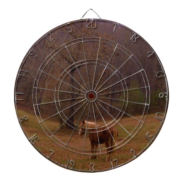 Tabla Dardos Cavalo Marrom e Loiro em um campo (Frente)