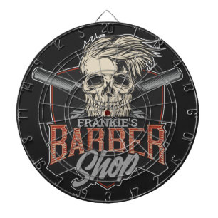 Tabla Dardos Caveira e Navalhas do Hipster de Barber Personaliz