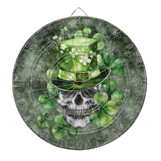Tabla Dardos Caveira Vívida com Ilustração de Chapéu Verde