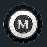 Tabla Dardos Caverna Moderna do Monograma<br><div class="desc">Conselho moderno de dardo em preto e branco com tipografia de blocos clássicos inicial. Ideal para uma caverna de homem,  sala de jogos ou festa de casa. Personalize com nome e inicial.</div>