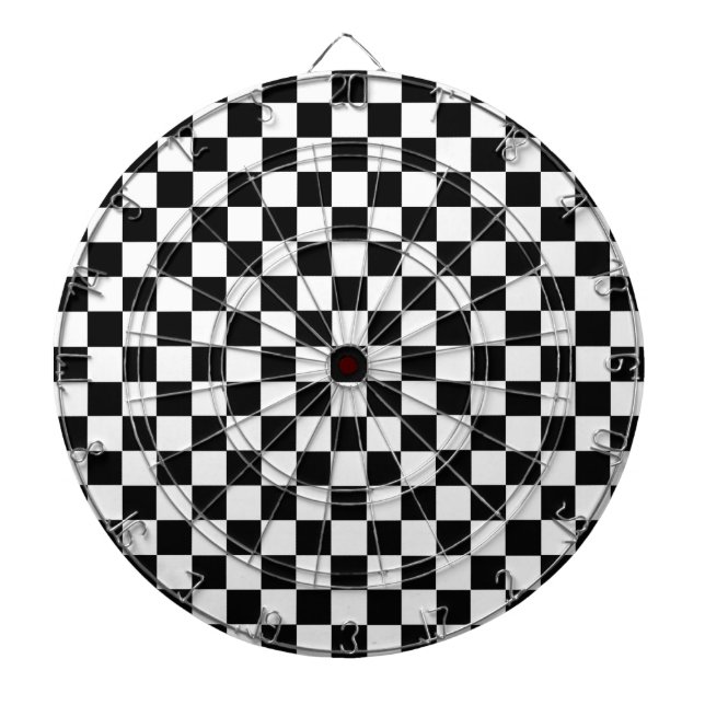 Tabla Dardos Checkerboard preto e branco clássico por STaylor (Frente)