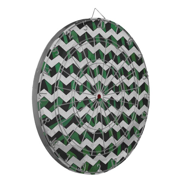 Tabla Dardos Chevron Zebra Black e Green Impressão (Frente Esquerda)