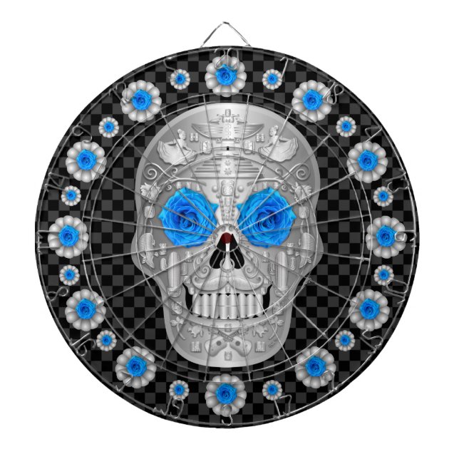 Tabla Dardos Chrome Calavera (Rosa Azul)  (Frente)