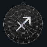 Tabla Dardos Chrome Como Sagitário Sinal Zodiac a Preto<br><div class="desc">Um cromo como o Sagittarius zodiac num fundo preto de pele de cobra. Um design moderno urbano para uma ideia personalizada de presente de aniversário de excelente. Use o link "Perguntar a este Designer" para entrar em contato conosco com suas solicitações especiais de design ou para obter assistência com suas...</div>