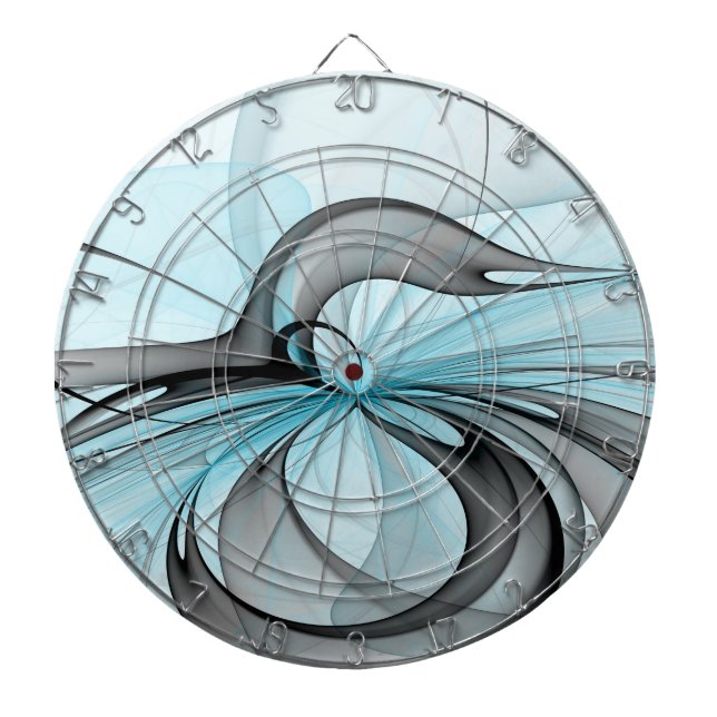 Tabla Dardos Cinza Antracite Arte Fractal Azul Moderna (Frente)