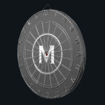 Tabla Dardos Cinza de Monograma Clássico Simples<br><div class="desc">Conselho moderno com medalhão simples de monograma de cinzas com tipografia clássica de blocos, inicial em branco. Personalizar com o monograma inicial; use o menu personalizar para alterar a cor ou a tipografia de fundo.</div>