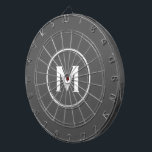 Tabla Dardos Cinza de Monograma Clássico Simples<br><div class="desc">Conselho moderno com medalhão simples de monograma de cinzas com tipografia clássica de blocos,  inicial em branco. Personalizar com o monograma inicial; use o menu personalizar para alterar a cor ou a tipografia de fundo.</div>