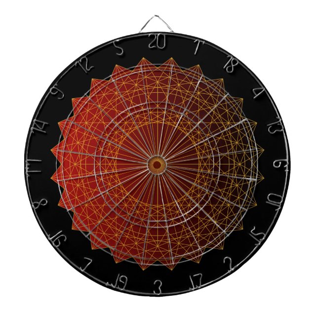 Tabla Dardos Círculo de arte geométrico em linha dourada e grad (Frente)