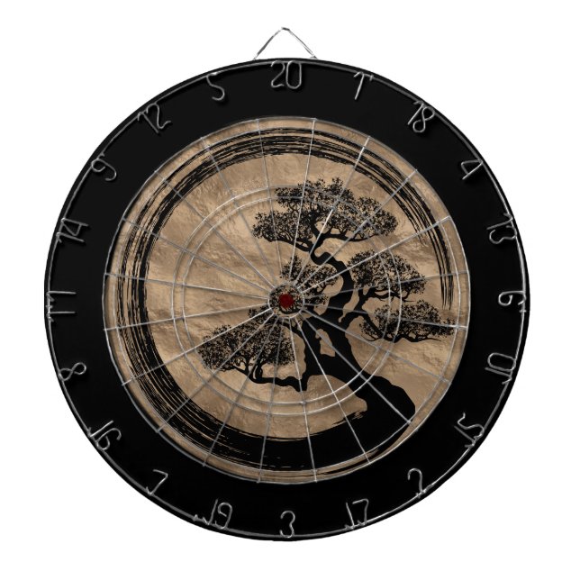 Tabla Dardos Círculo do zen de Enso e ouro da árvore dos (Frente)