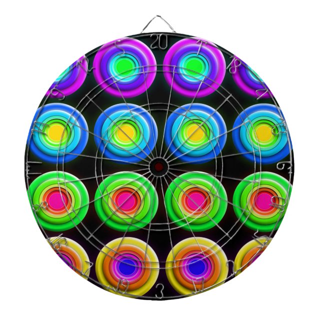 Tabla Dardos Círculos 3D Coloridos Funky (Frente)
