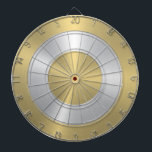 Tabla Dardos Círculos Dourados e Prateados metálicos<br><div class="desc">Ouro metálico elegante e círculos de textura prateada escovavam o aspecto do alumínio. Design minimalista simples,  moderno e elegante</div>