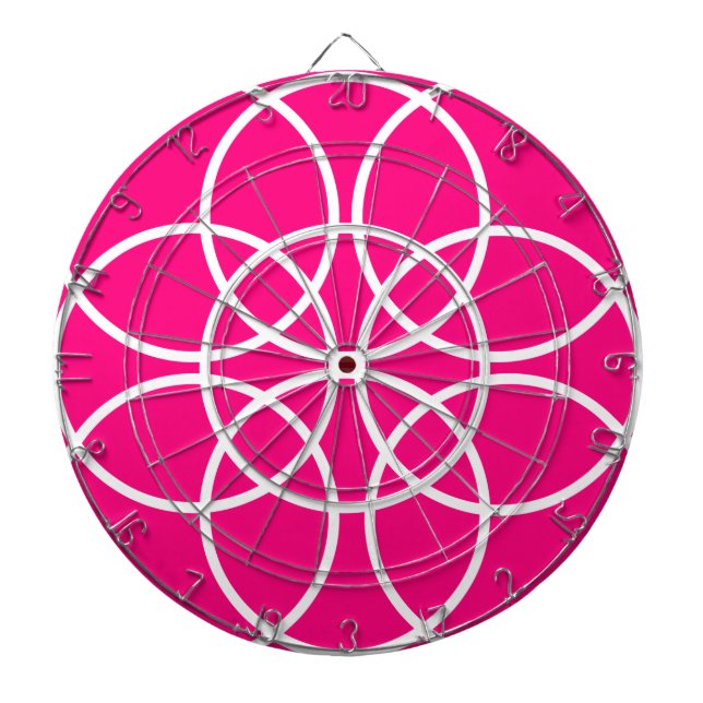 Tabla Dardos Círculos Espirais Brancos a Rosa (Frente)