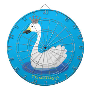 Tabla Dardos Cisne branco bonito com desenho animado