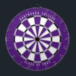 Tabla Dardos Classe Personalizada da Faculdade de 20XX | Roxo<br><div class="desc">Personalize isso com seu próprio texto e cores! O exemplo mostrado tem o texto superior "Dartboard College" e o texto inferior "Class of 20XX" com uma paleta de cor roxa, cinza, preta e branca. Isto faz um presente de excelente para estudantes universitários ou um presente de formatura para um novo...</div>