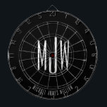 Tabla Dardos Clássico Moderno do Monograma Preto<br><div class="desc">Simples e moderno Monograma,  iniciais personalizadas de nome preto e branco Dart Board. Presente perfeito ou acessório qualquer ocasião.</div>