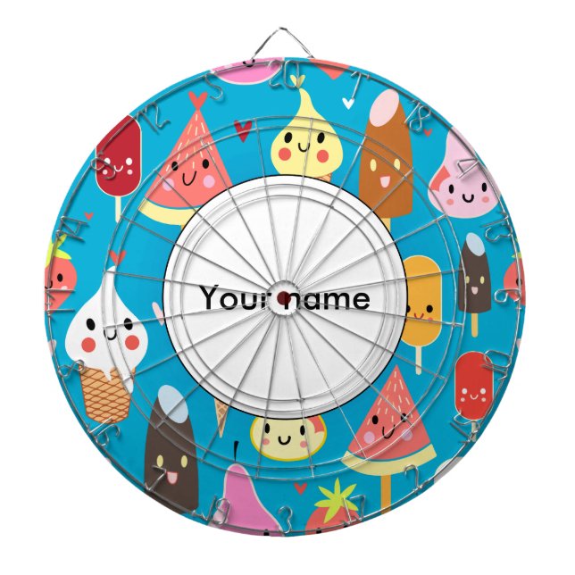 Tabla Dardos Clipart de caracteres de comida cúbica (Frente)