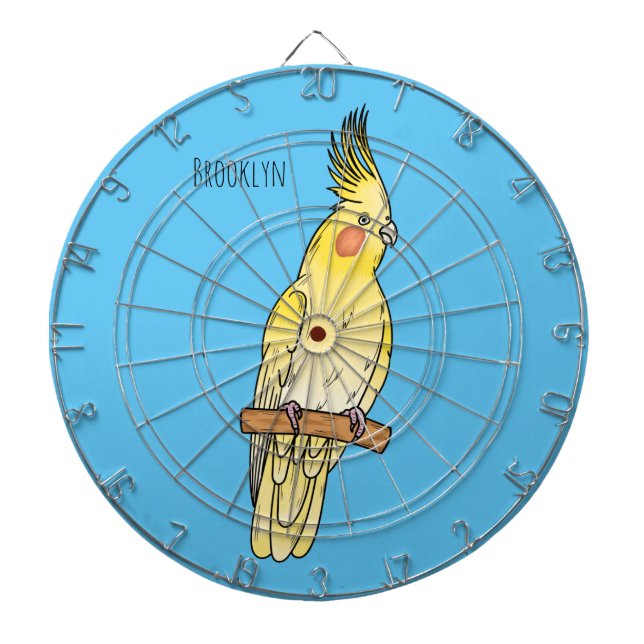 Tabla Dardos Cockatiel bird cartoon illustration  (Frente)