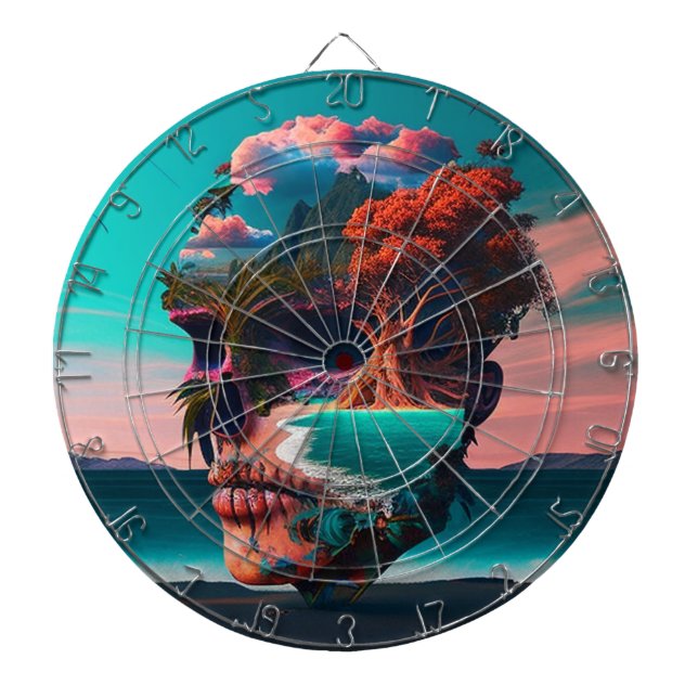 Tabla Dardos Colored skull head (Frente)