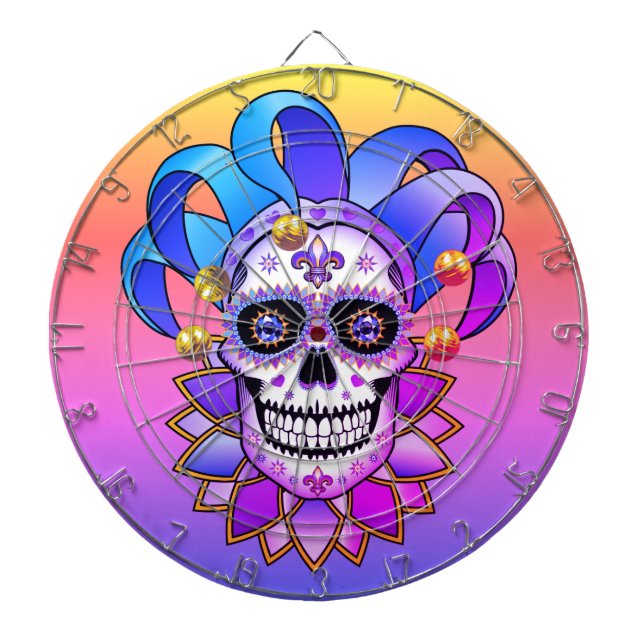 Tabla Dardos Colorida Jester Skull (Frente)
