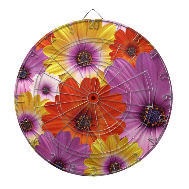 Tabla Dardos Colorida Medley de Flores Africanas de Daisies (Frente)