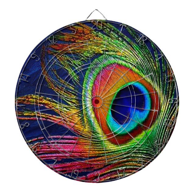 Tabla Dardos Colorida Peacock Feather Impressão (Frente)
