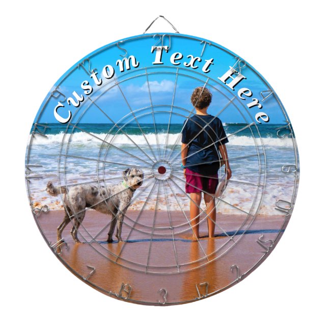 Tabla Dardos Com Foto de Cachorro Alvo de Dardos Texto Personal (Frente)