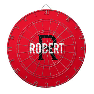 Tabla Dardos Conselho dart do nome do monograma vermelho modern