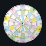 Tabla Dardos Cores Brancas E Pastas<br><div class="desc">Jogo De Dart Colorido Branco E Pastel,  Incluindo 6 Darts Brass</div>