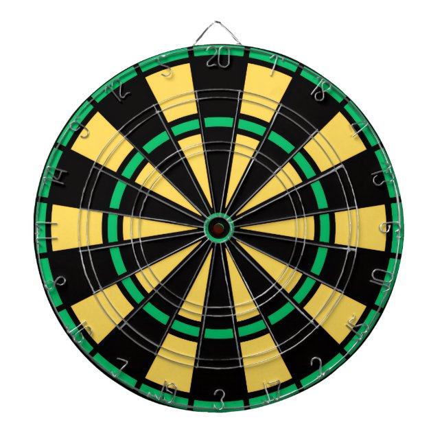 Tabla Dardos Cores Modernas da Jamaica Preto Verde e Dourado (Frente)