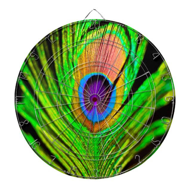 Tabla Dardos Cores Neon Pena de Pavão (Frente)